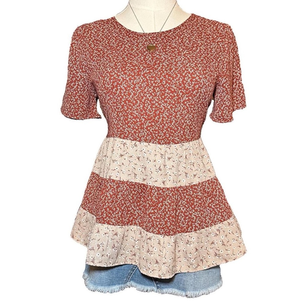 Babydoll Cottagecore Floral Peasant Top Prairie Boho
